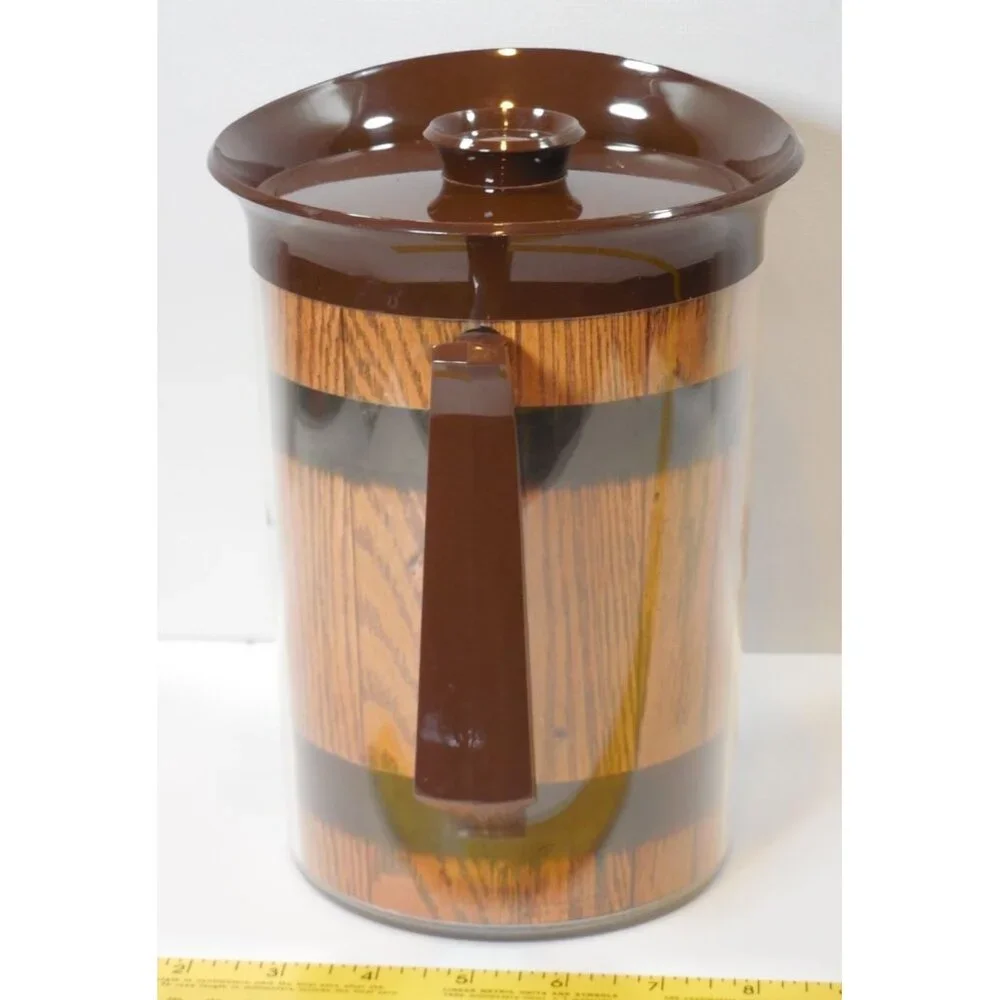 Thermo Serv‎ Coffee Carafe Pitcher 55oz Wood Grain USA Made VINTAGE